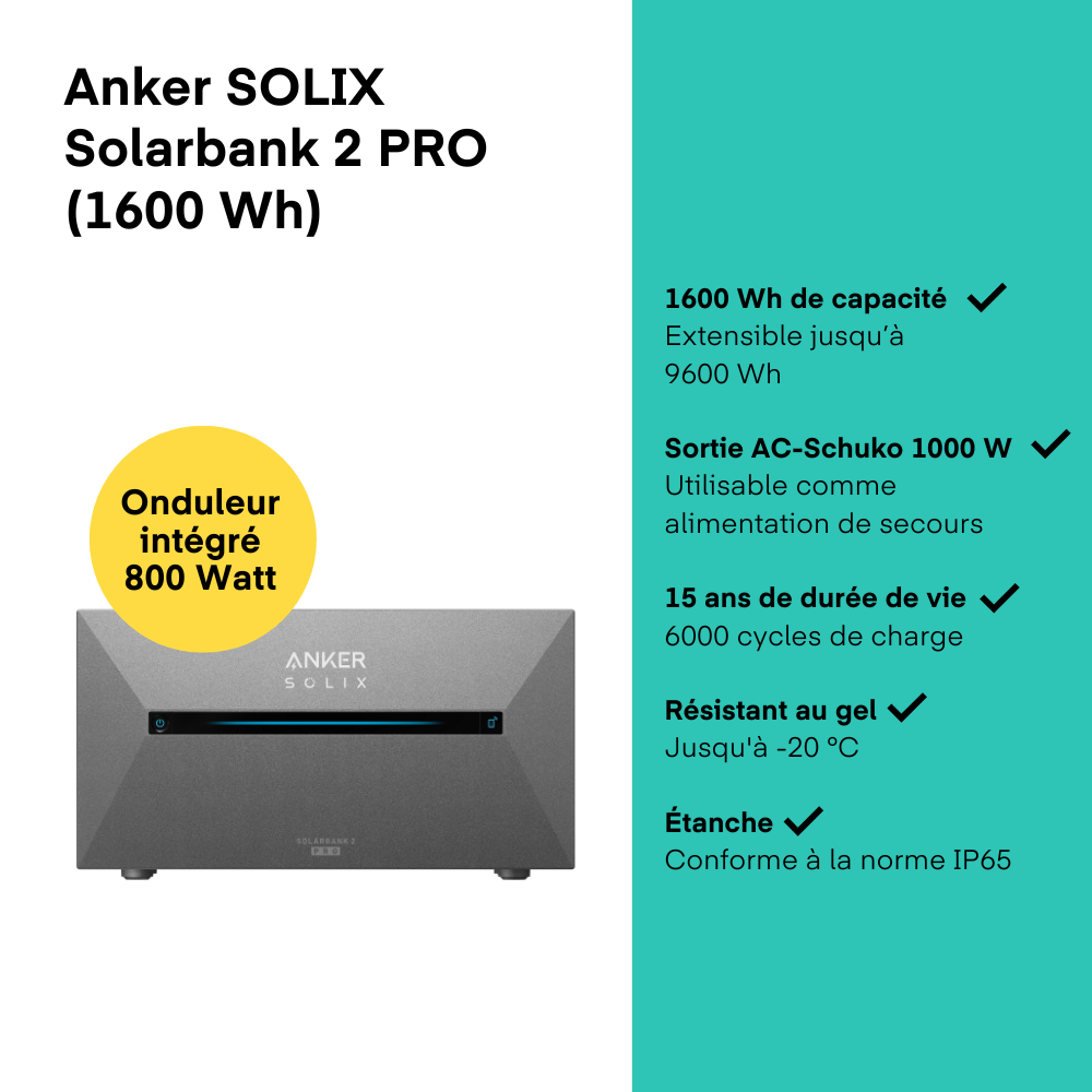 Kit Solaire 2000W + Batterie solaire Solix Solarbank 2 PRO