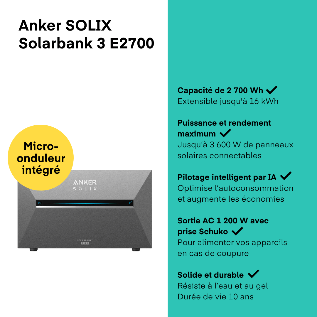 Batterie solaire Anker Solix Solarbank 3 PRO (2700 Wh)
