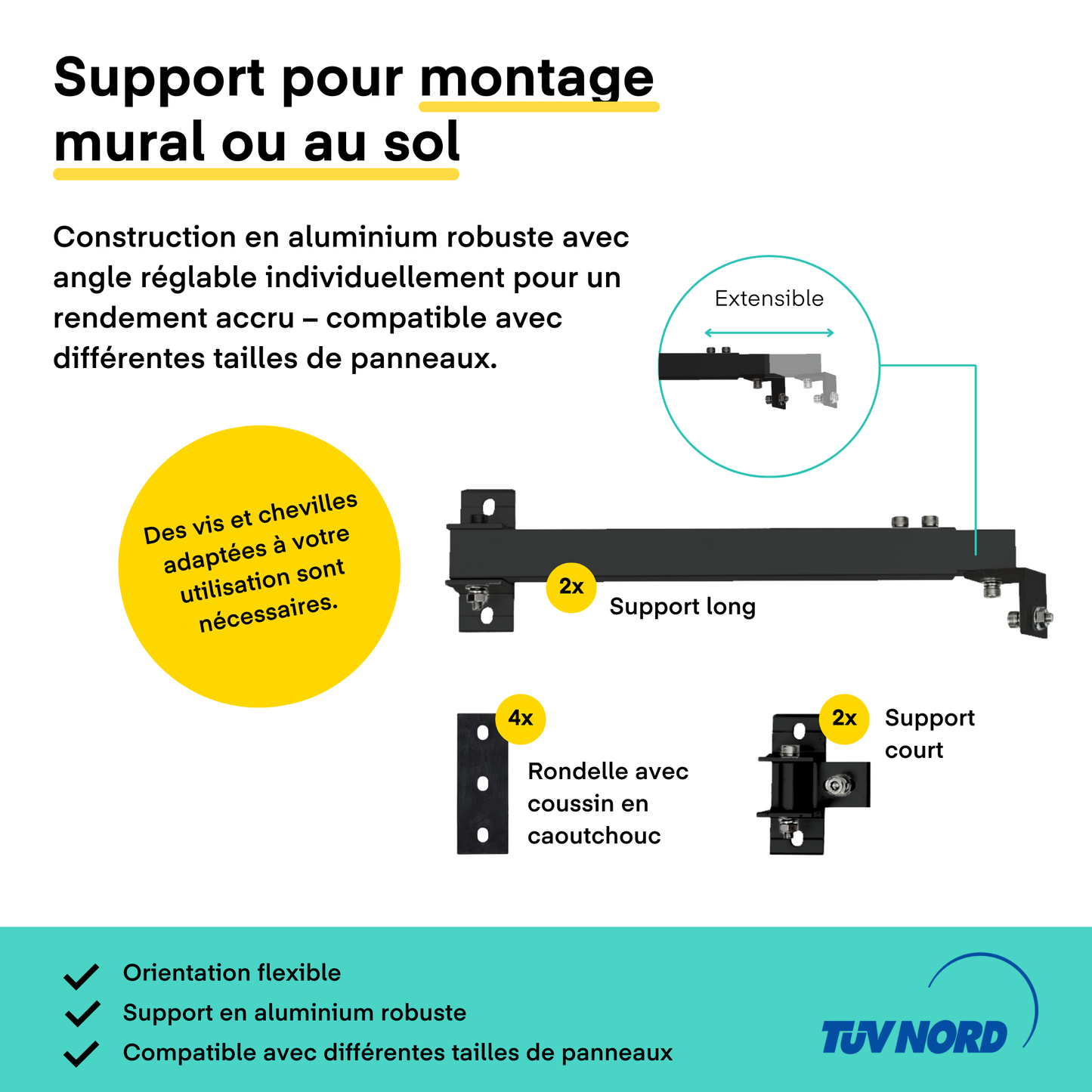 Kit Solaire 3000W - Support Façade & Sol (angle régable)