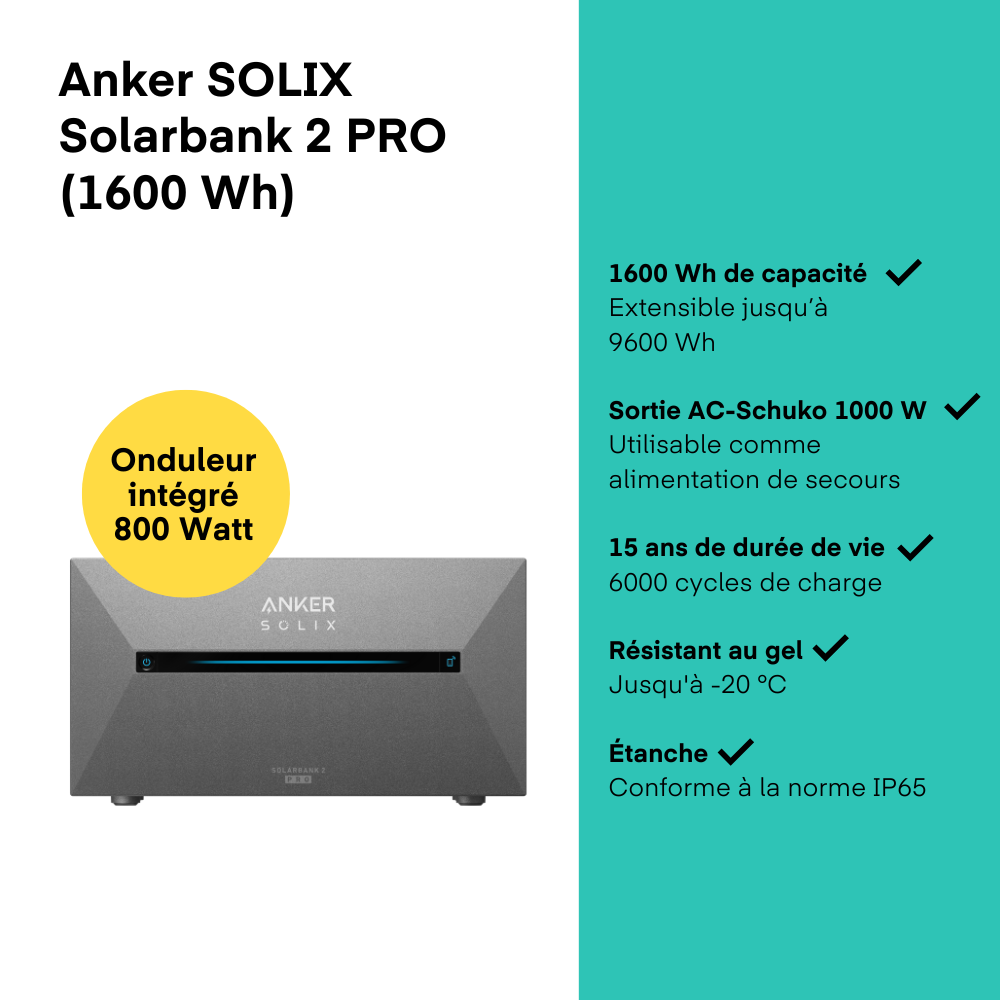 Batterie solaire Solix Solarbank 2 PRO + Kit solaire Power (2000+)