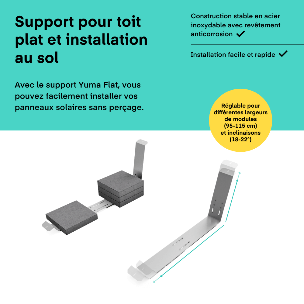 Kit Solaire 1800W - Support Toit plat & Sol